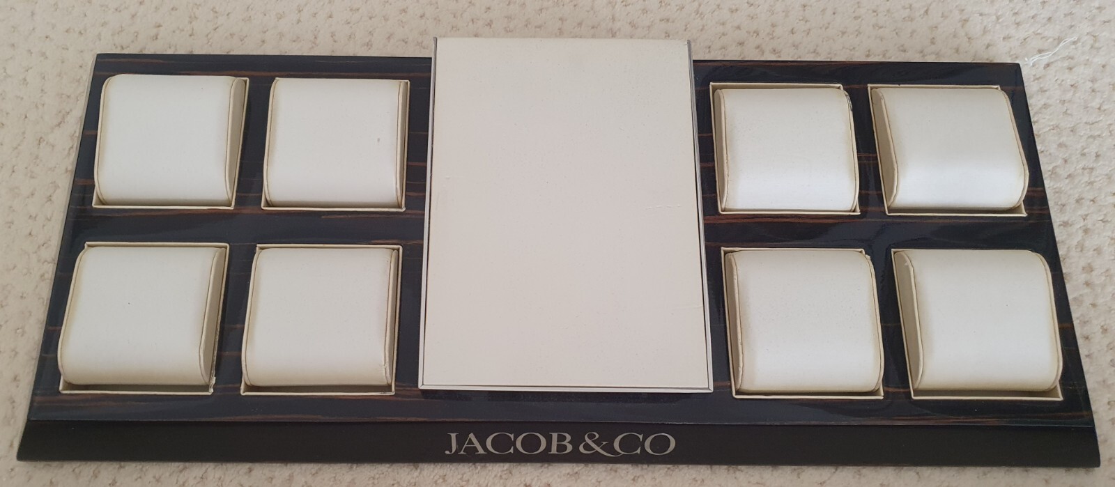 RARE JACOB & CO BOUTIQUE 8 WATCH HOLDER DEALER DISPLAY WOOD LUXURY STORAGE TRAY!