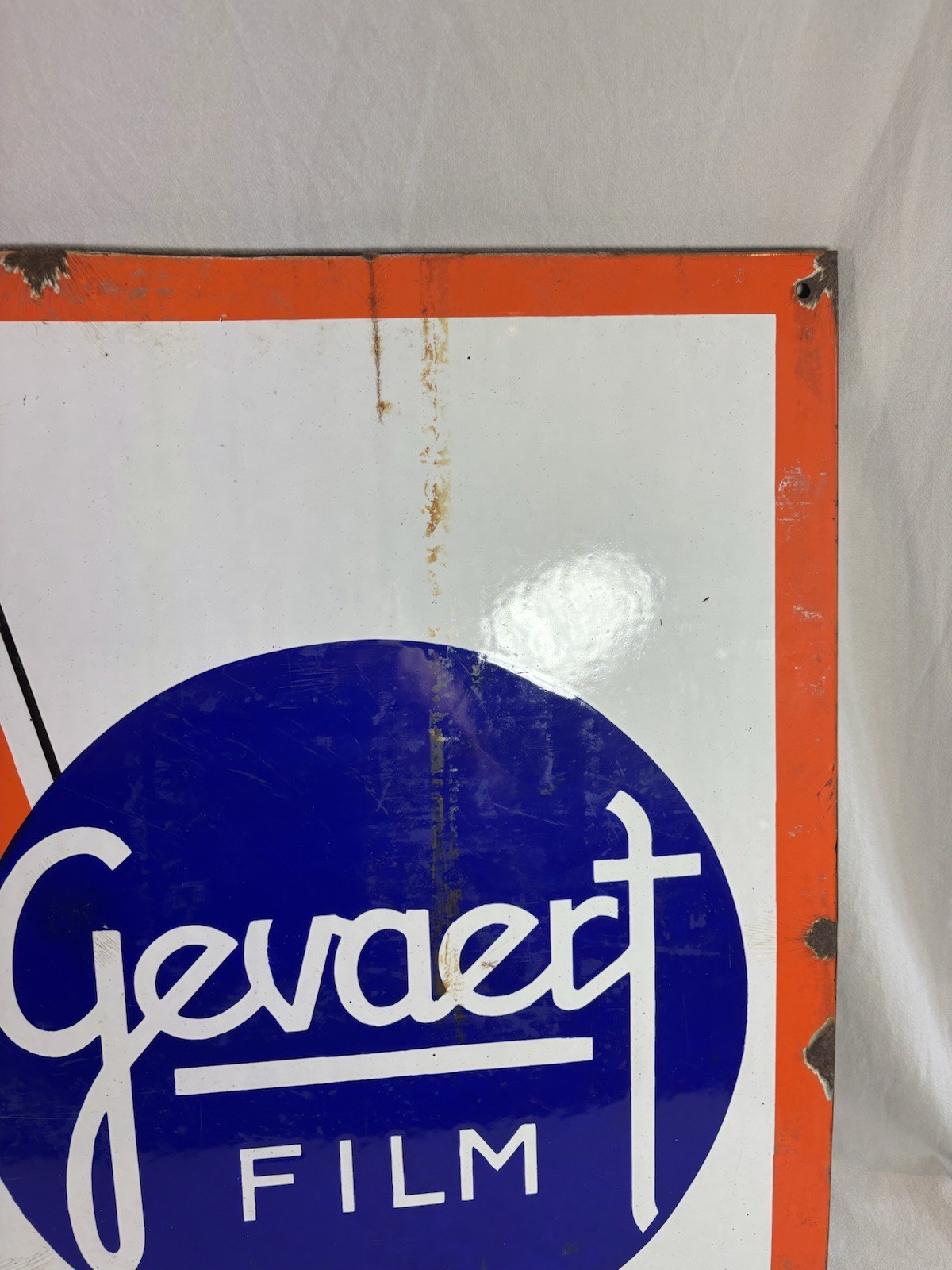 Large ANCIENT ENAMEL SIGN: GEVAERT FILM – PANCHROMOSA 107×57.5cm