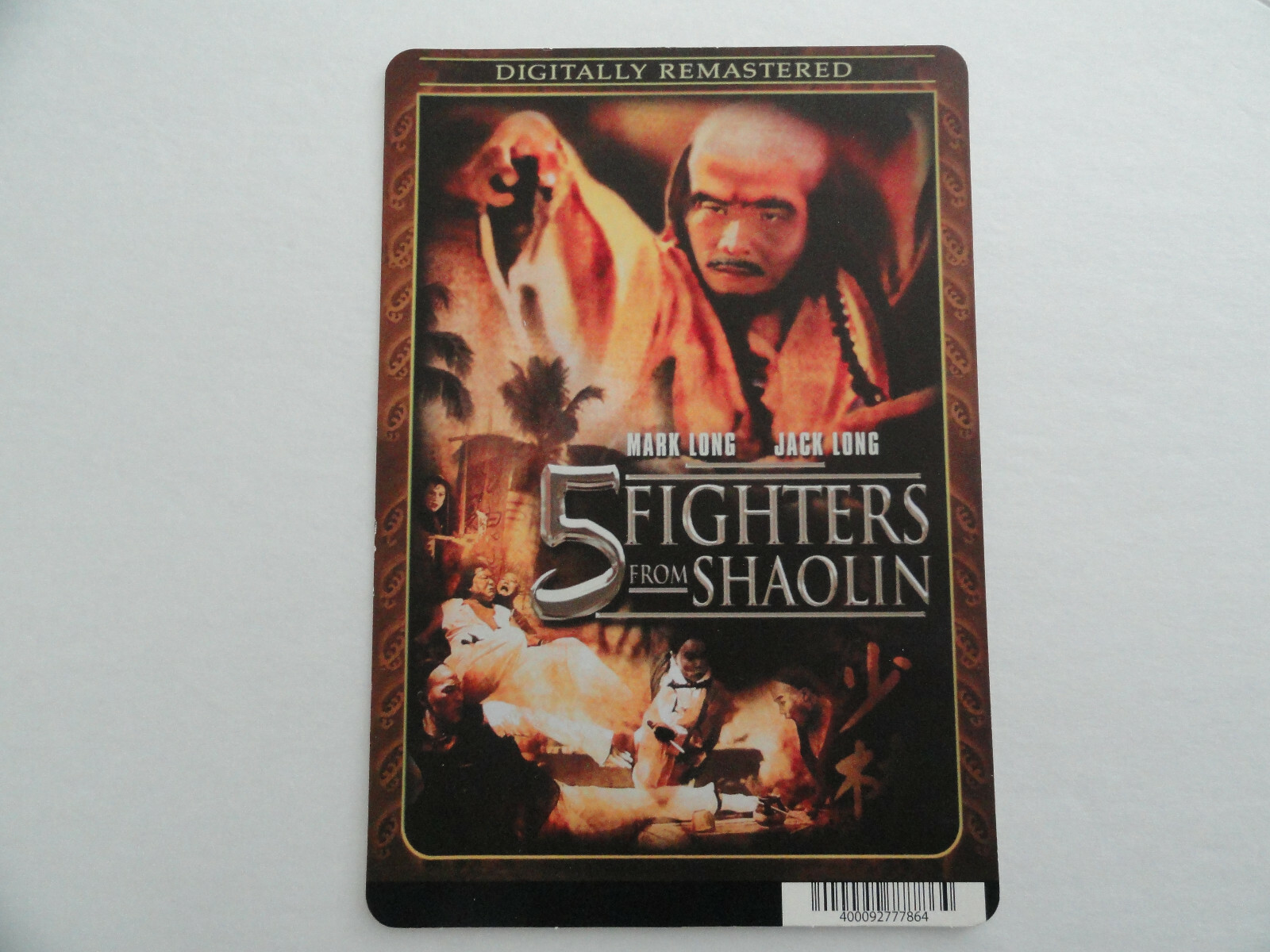 5 FIGHTERS FROM SHAOLIN – BLOCKBUSTER VIDEO BACKER CARD 5.5″X8″ – NO MOVIE
