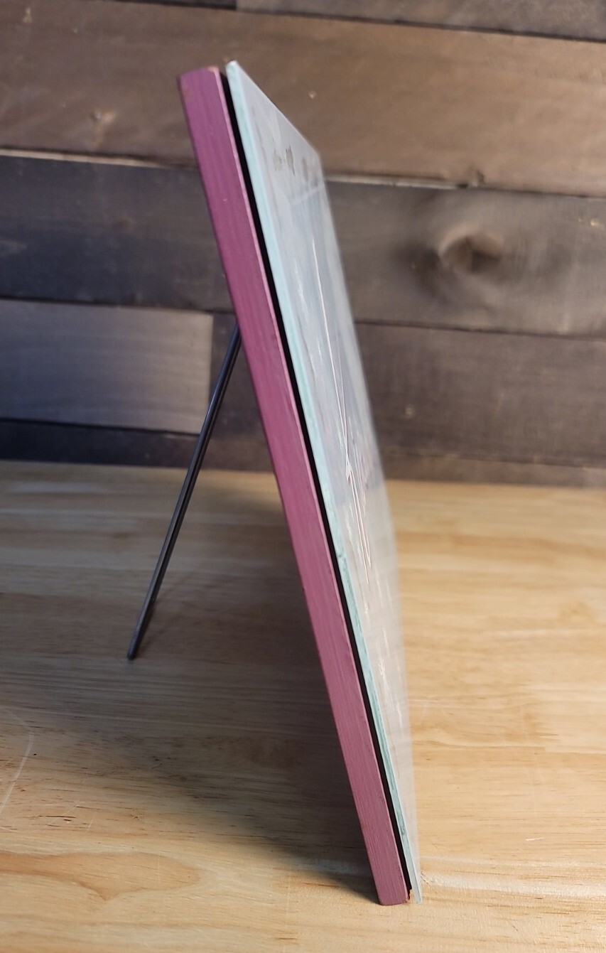 Vintage Kickernick Glass Advertisement Sign W/Wooden Base & Stand