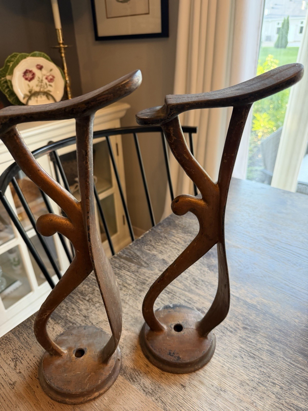 ANTIQUE CAST IRON SHOE STORE SHOE DISPLAY STANDS