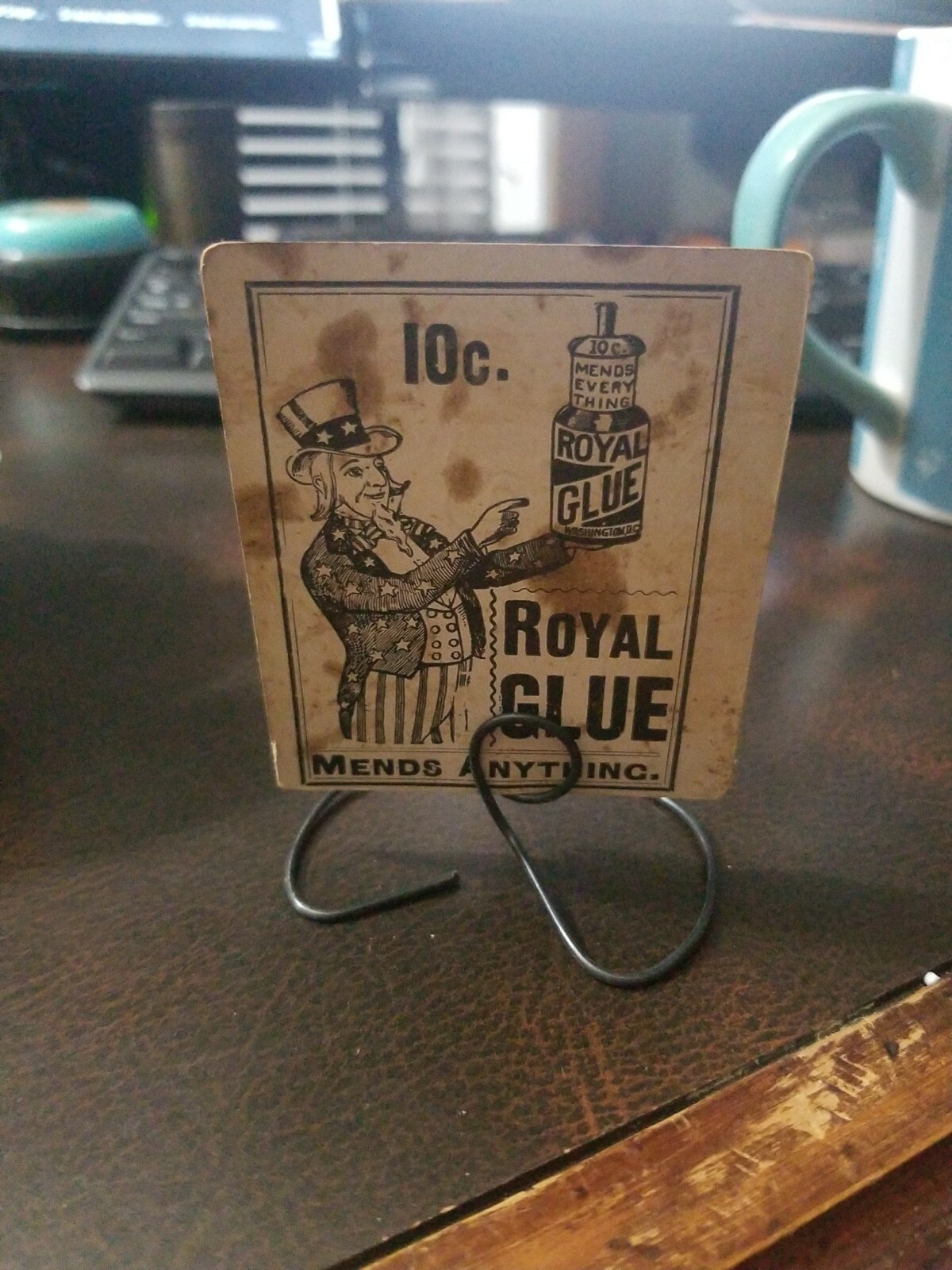 Rare Uncle Sam Royal Glue 10c promo 5c 30s Country Store Sign 3″x2.5”