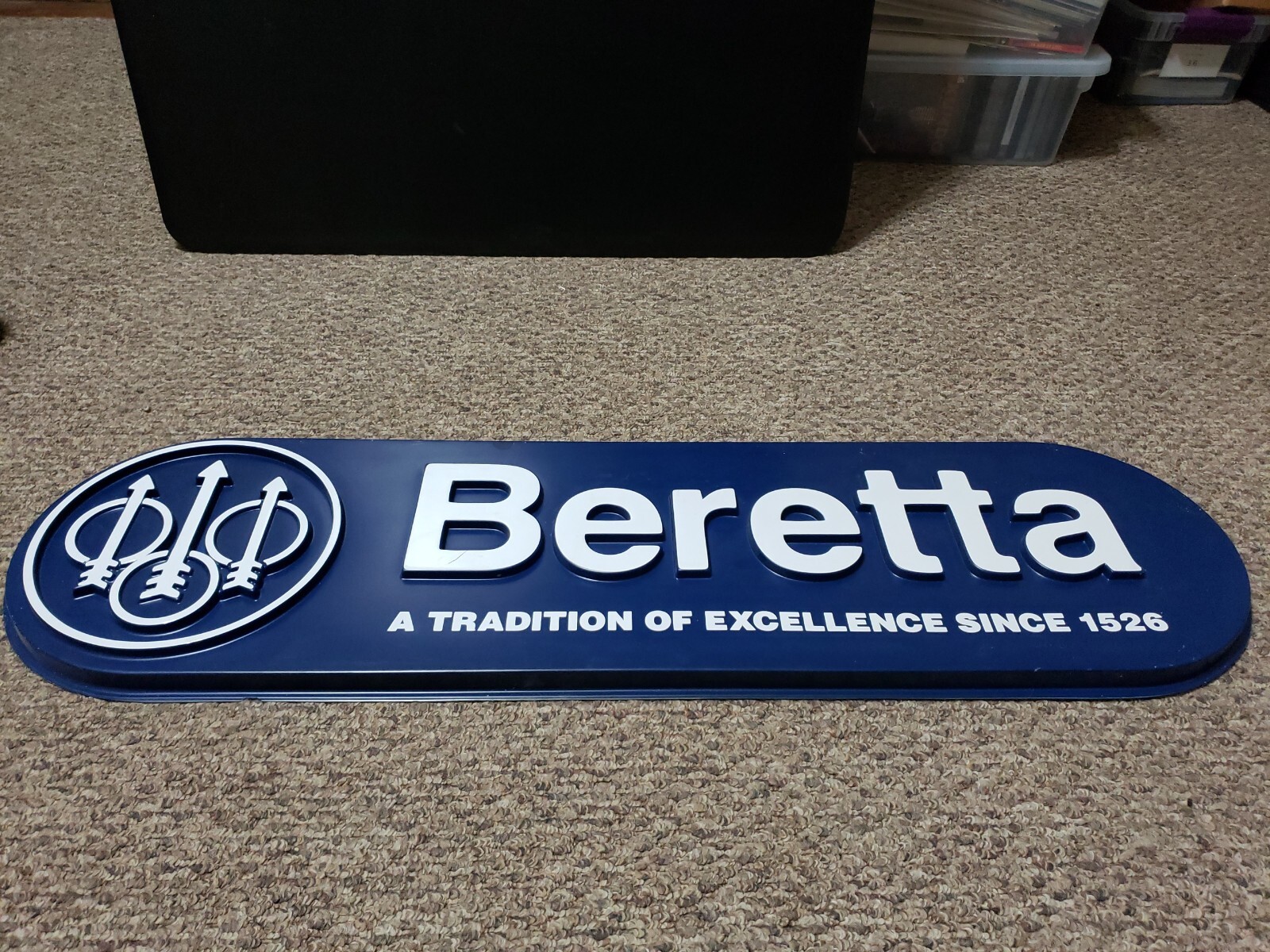 Beretta Firearms Large Store Display Sign-41″ X 12″-dark Blue/white