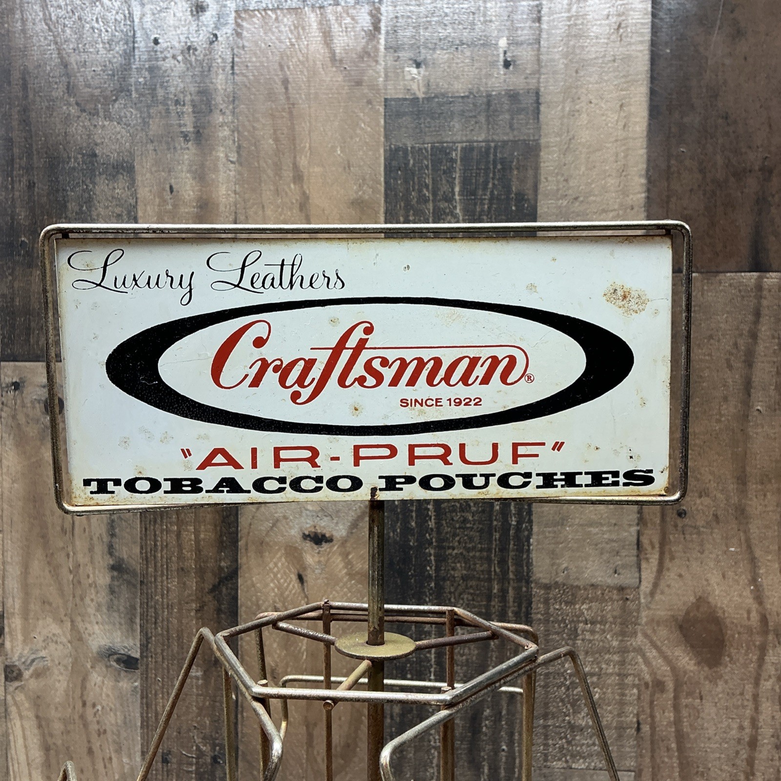 Vintage Rare advertising display Craftsman rack sign Tobacco Pouches, Great!