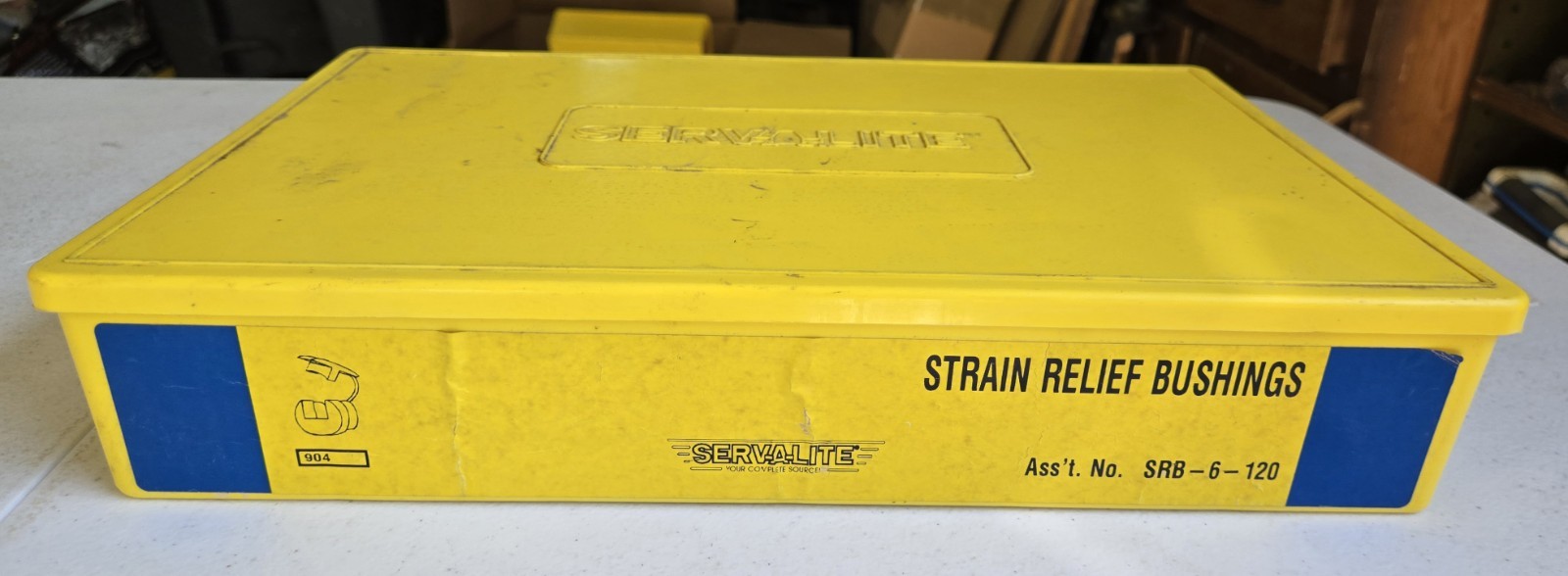 Large Serv-a-Lite Strain Relief Bushings Storage Box Serv-a-lite Products Empty