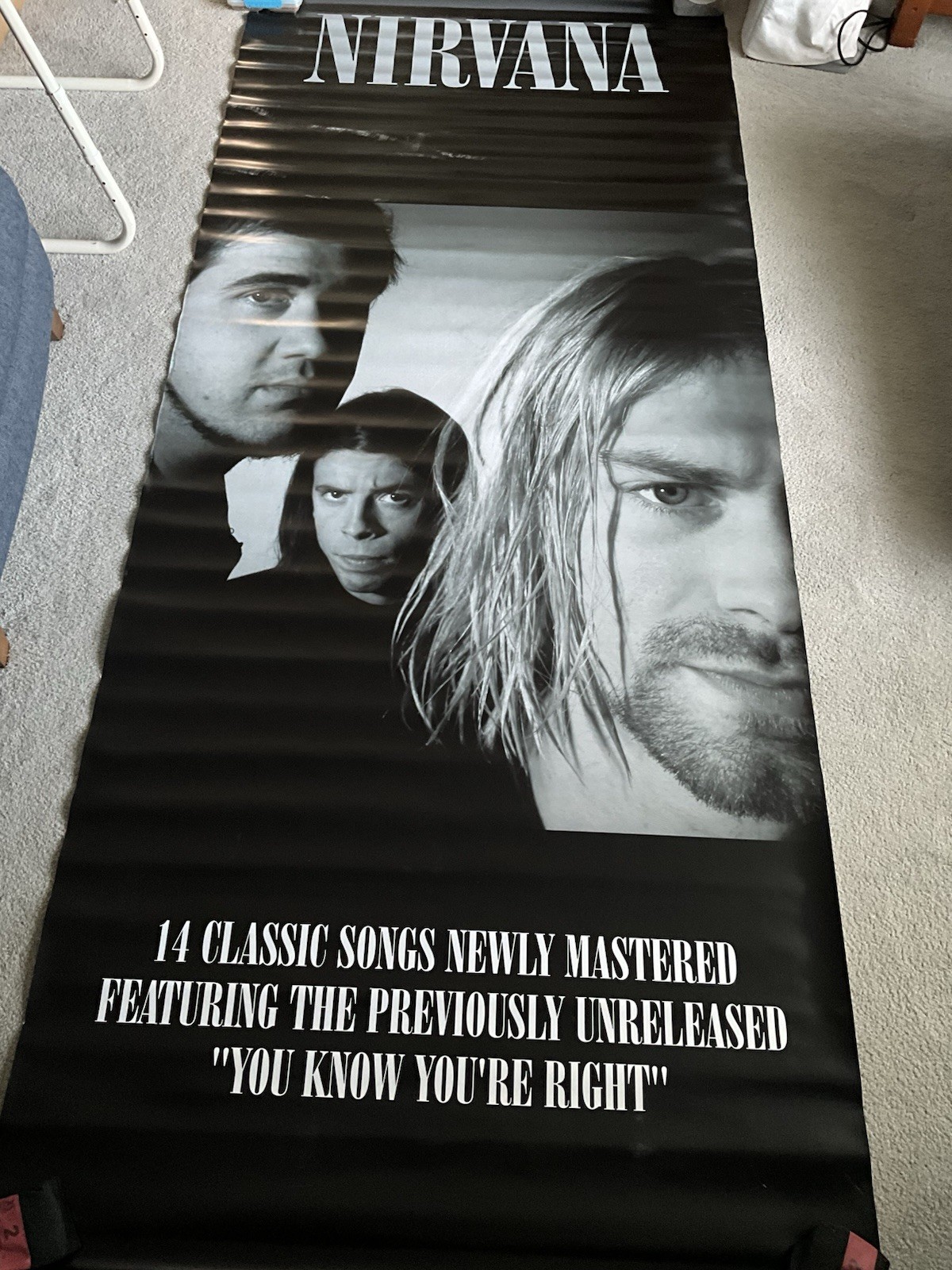 Nirvana – Kurt Cobain Advertising Banner – Vinyl – Original – HUGE 8.5’ X 3.5’