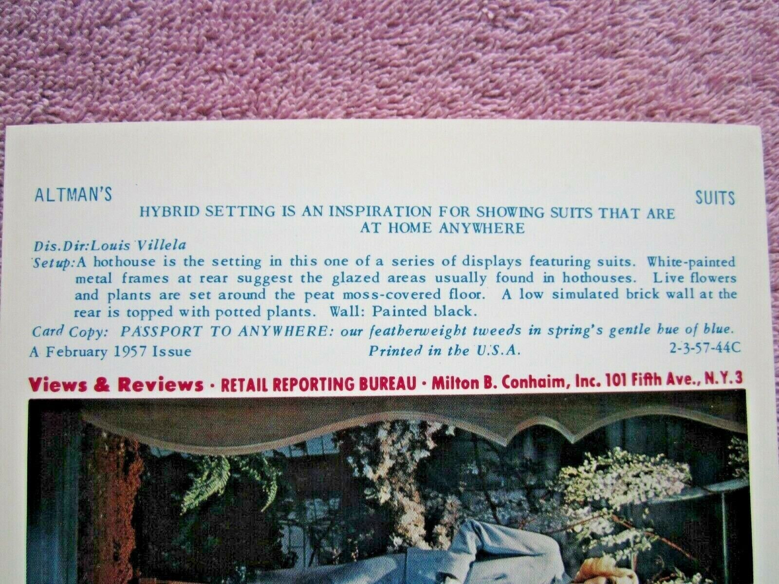 1957 B. ALTMAN & CO. STORE WINDOW DISPLAY WOMENS SUITS PHOTOGRAPH PRINT #174