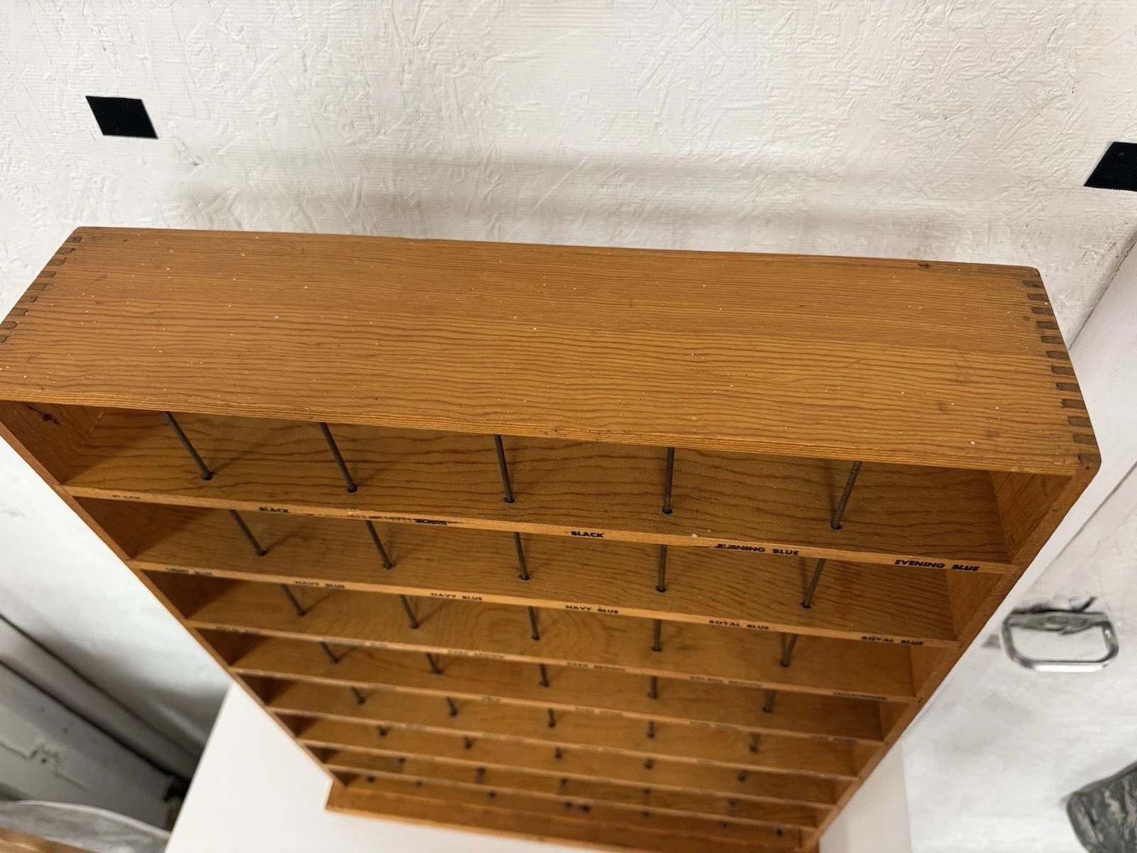 VTG RIT Fabric Dye Store Display Rack Wood Metal Countertop Cottage Core Decor
