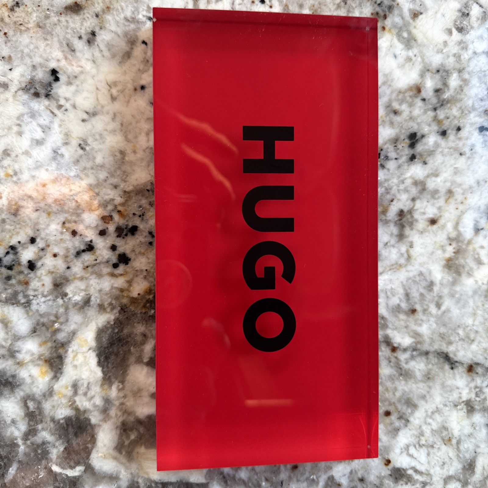 HUGO HUGO BOSS LOGO DISPLAY UNIT IN RED PLEXIGLASS
