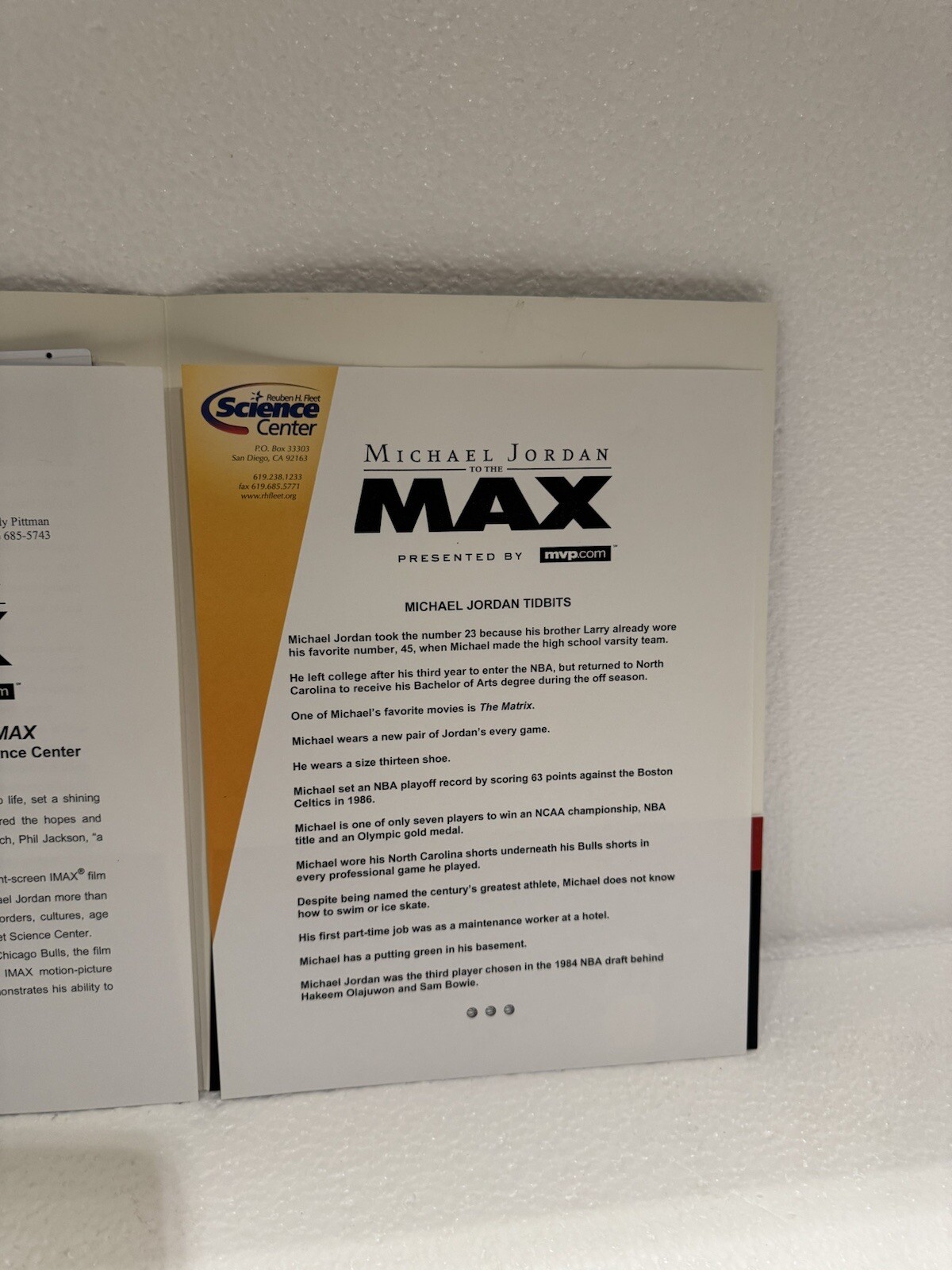 MICHAEL JORDAN to theMAX Media Press Brochure Rare