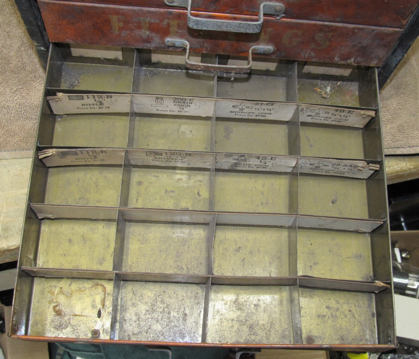 Vintage Imperial Genuine Brass Fittings 5 Drawer Metal Cabinet