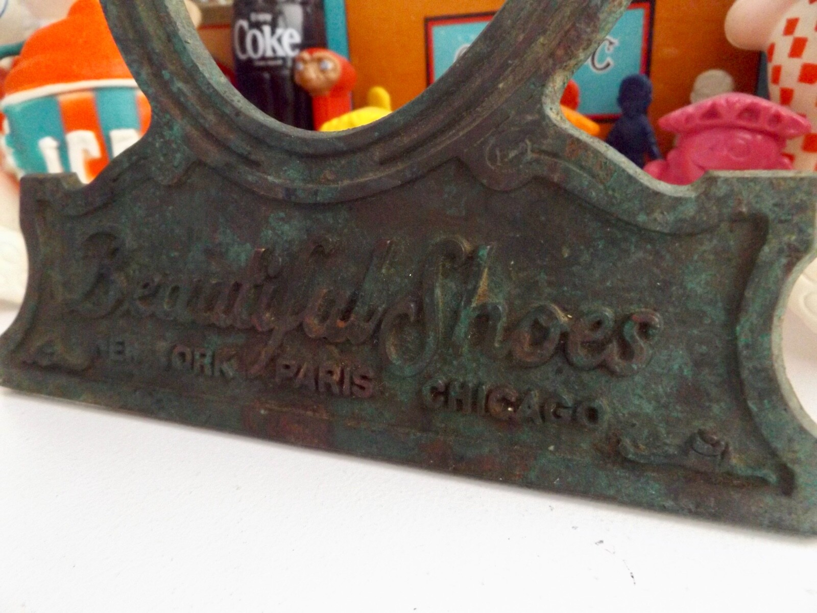 VINTAGE I. Miller Beautiful Shoes Cast Iron Advertising Mirror Holder