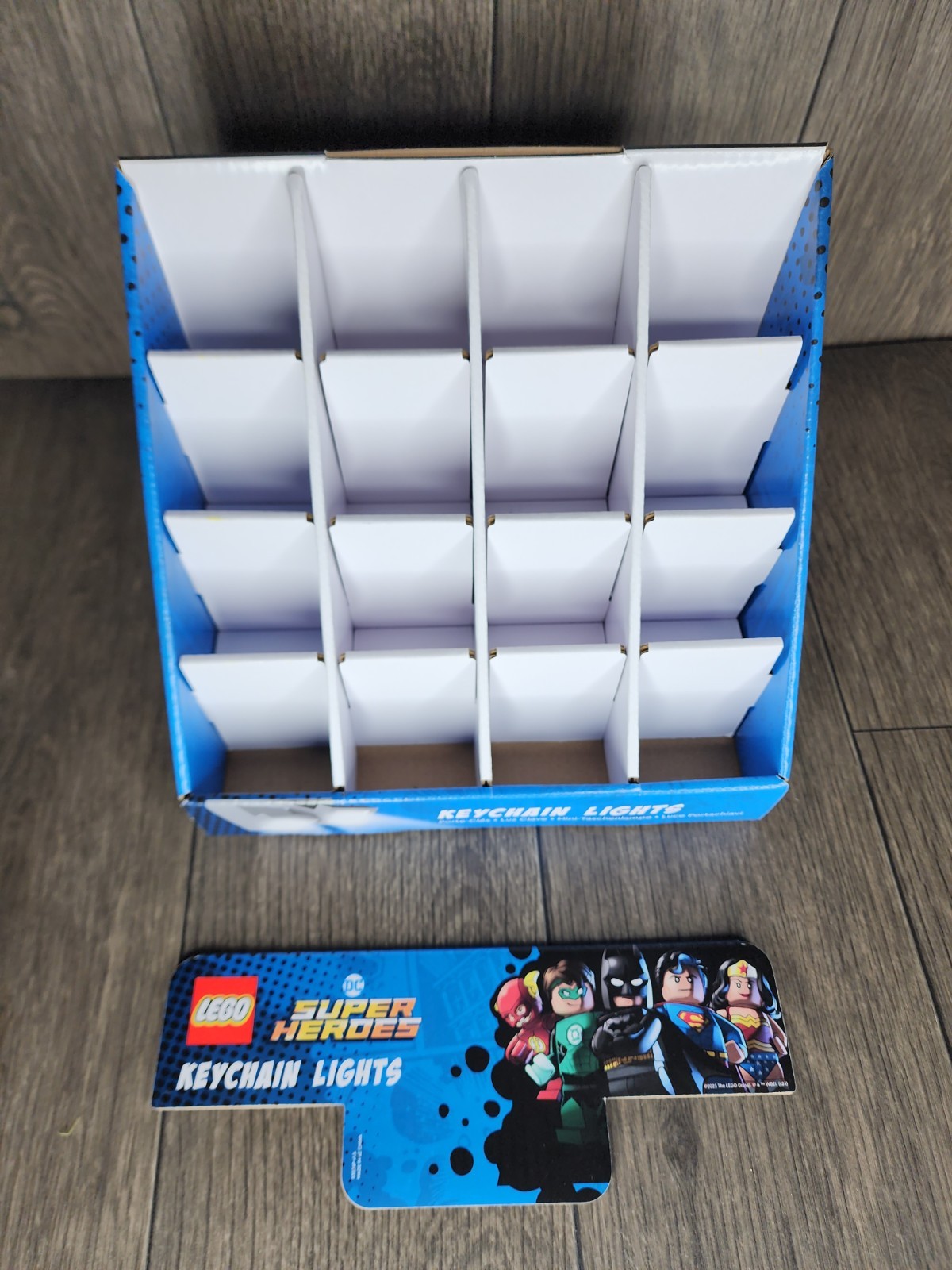 LEGO DC Super Heroes Keychain Lights Retail Store Display Empty Cardboard