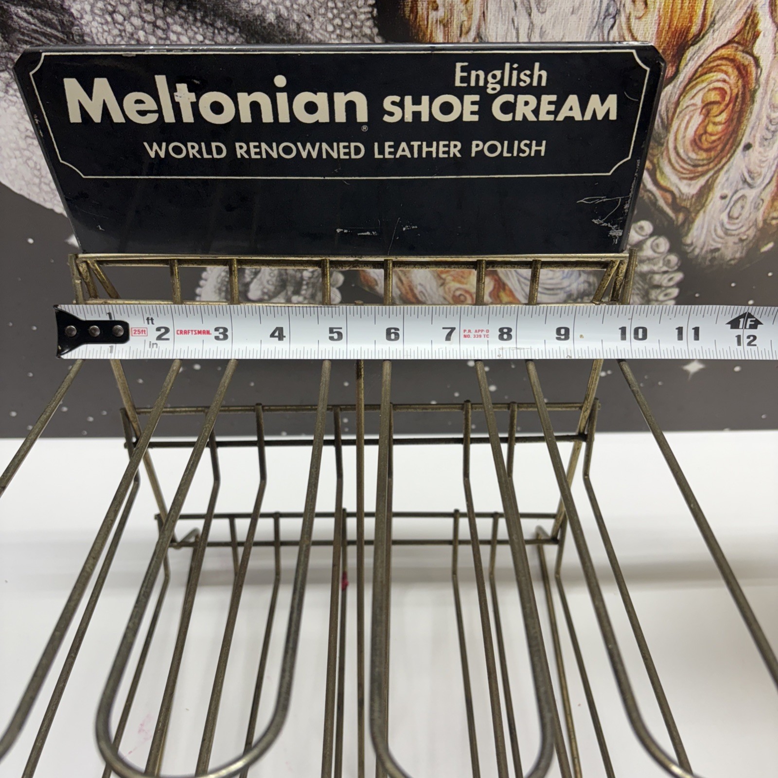 Vintage Meltonian English Shoe Cream Store Counter Display Rack Leather Polish