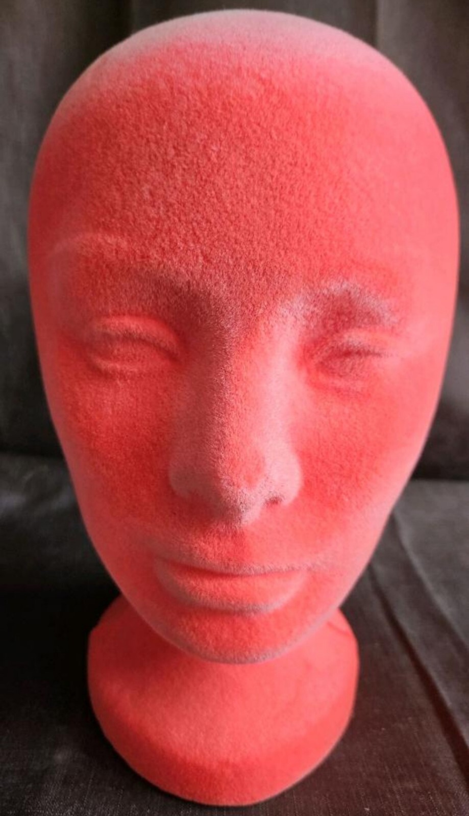 VINTAGE Retail Foam VELVET Store RED ORANGE Head Halloween Prop Display Rare!
