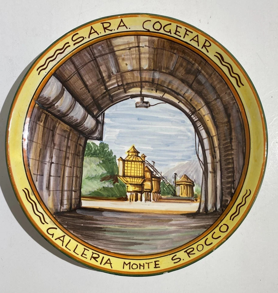 COLLECTIBLE CERAMIC_ADVERTISING PLATE_COGEFAR_GALLERIA MONTE S. ROCCO_’900