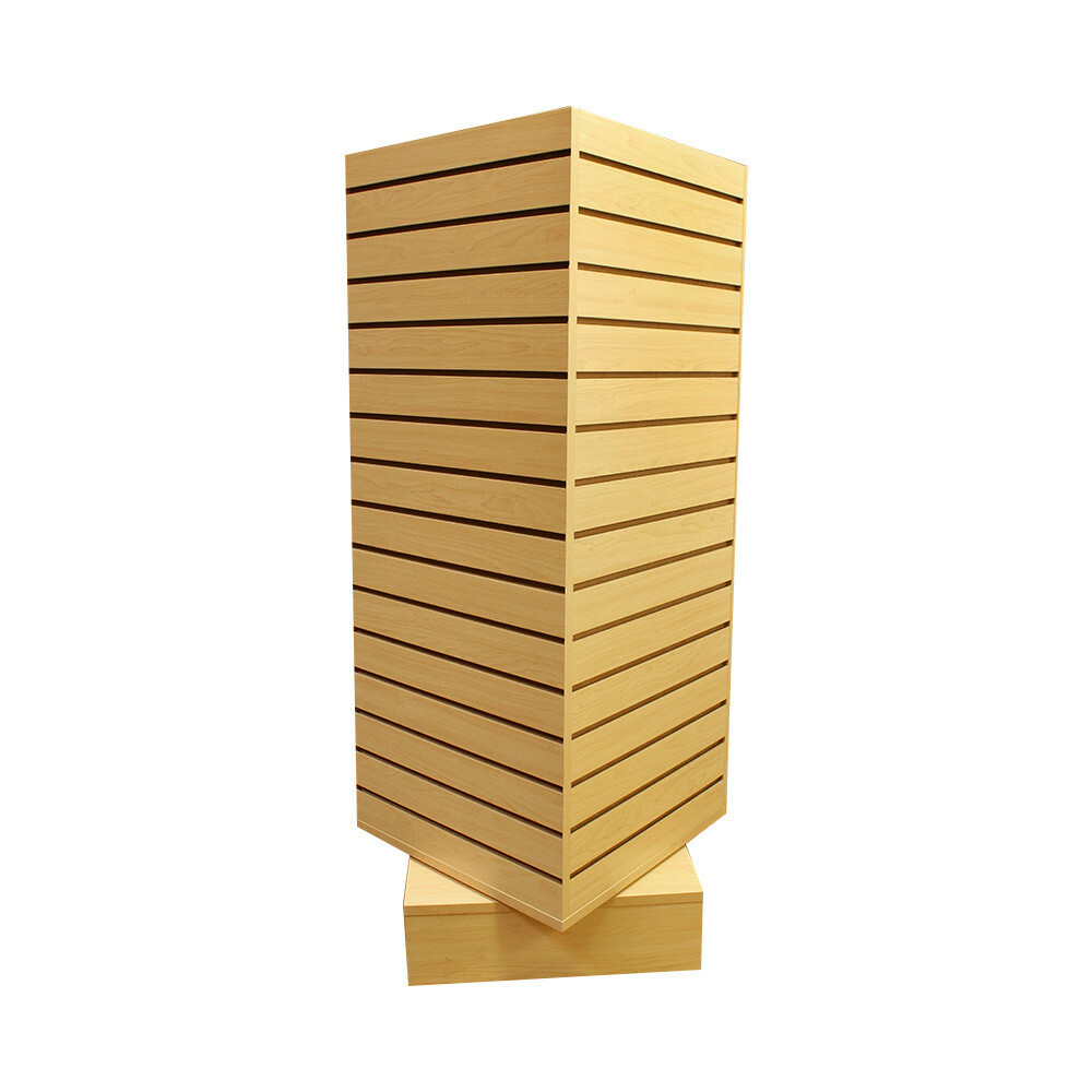 MAPLE 20”x20”x54” Revolving Slatwall Floor Display Rotating Cube Tower 4Sided
