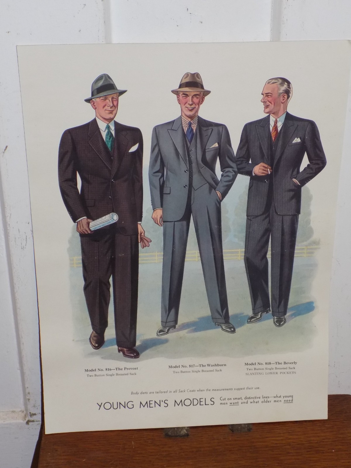 Vintage Men’s Cardboard Fashion Store Display Sign