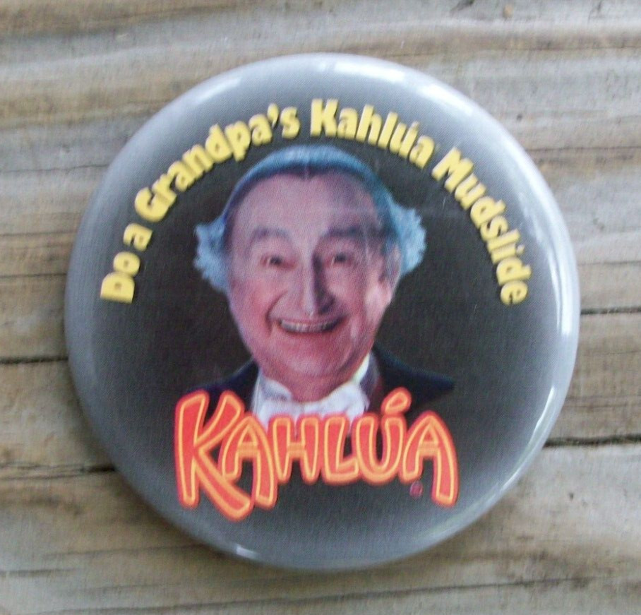 Vintage Grandpa Munster Kahlua Mudslide Original Pin Back Button Hot Rod Monster