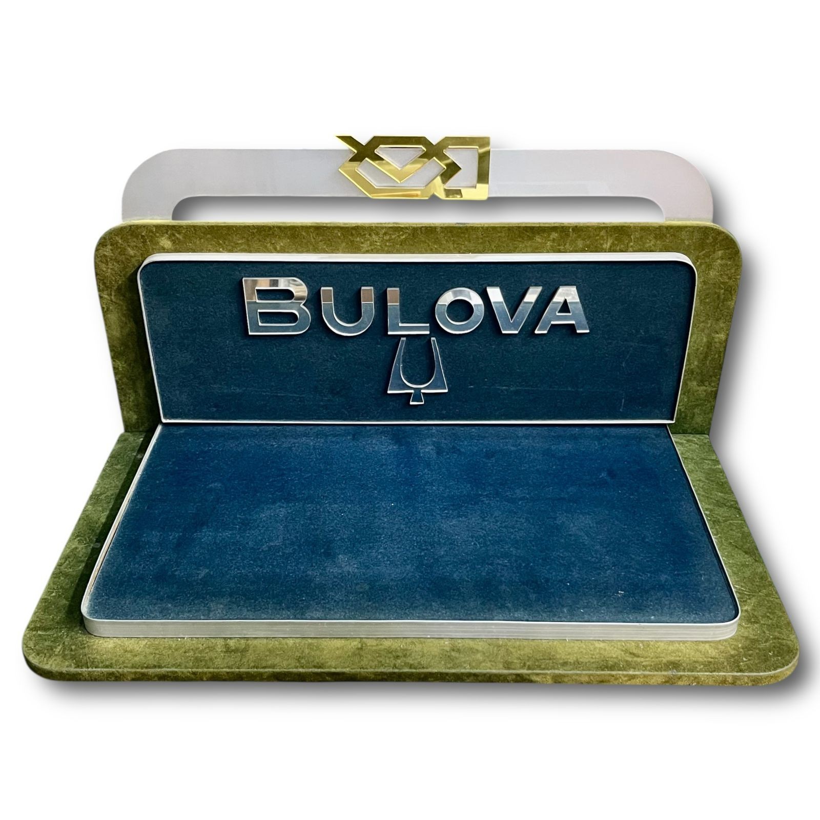 VINTAGE BULOVA DISPLAY TRAY ADVERTISING FAUX SUEDE