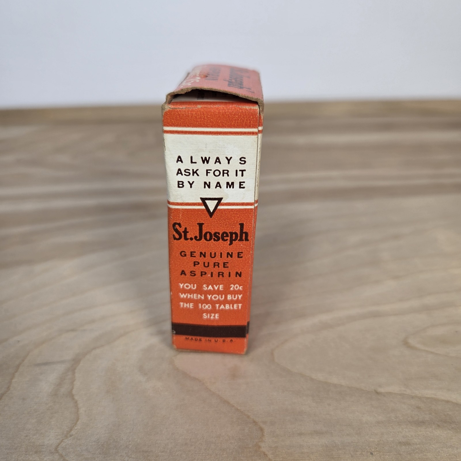Vintage St. Joseph Aspirin, orange box 36 tabs bottle is unused