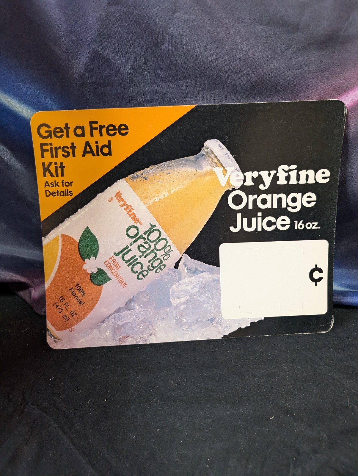 Vtg 80s Very Fine Orange Juice 11 x 14 Grocery Store Convenience Store Sign Ad