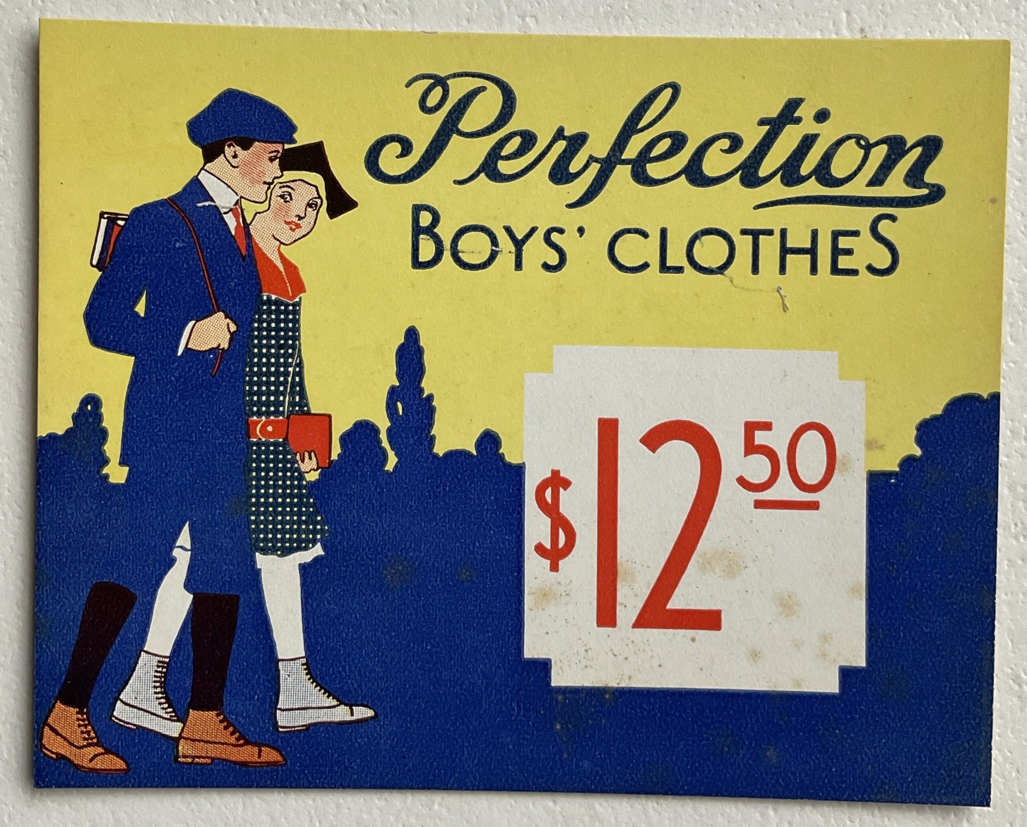 Art Deco Design Perfection Boys Clothes $12.50 Price Ticket Tag Vintage