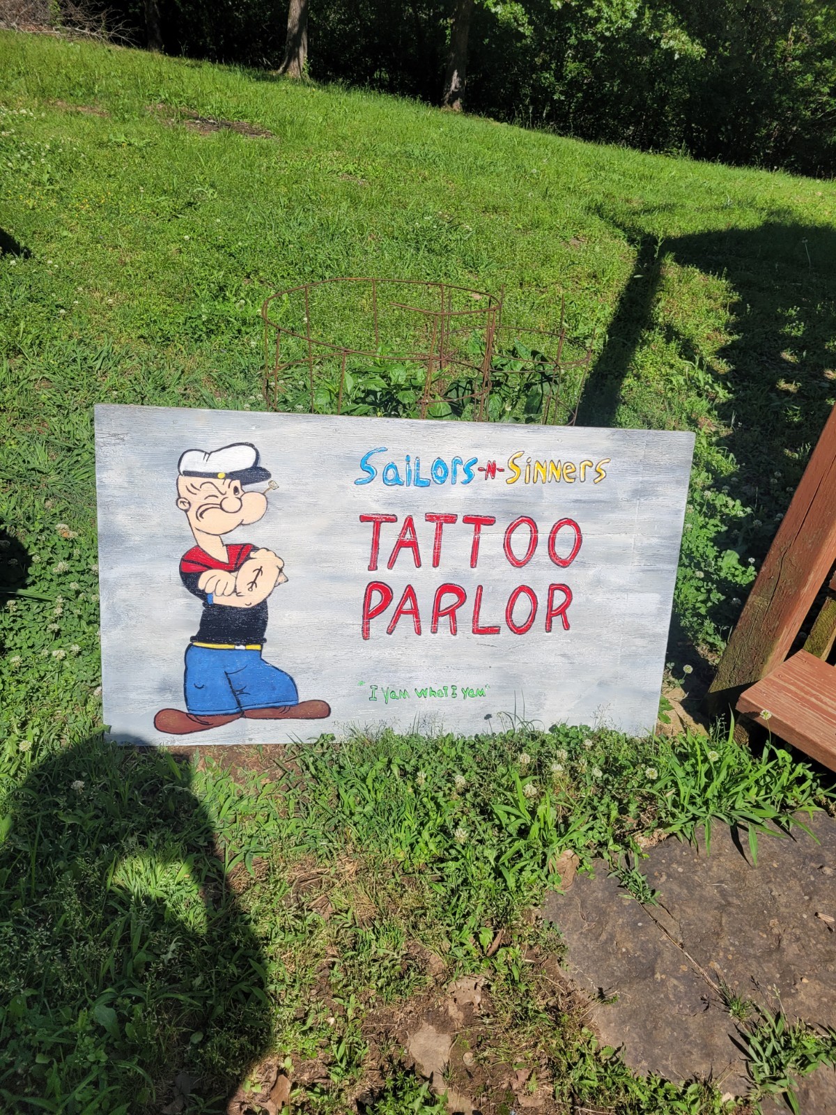 42×24 Folk Art Tattoo Shop Parlor Sign Popeye The Sailor Man Advertising Display