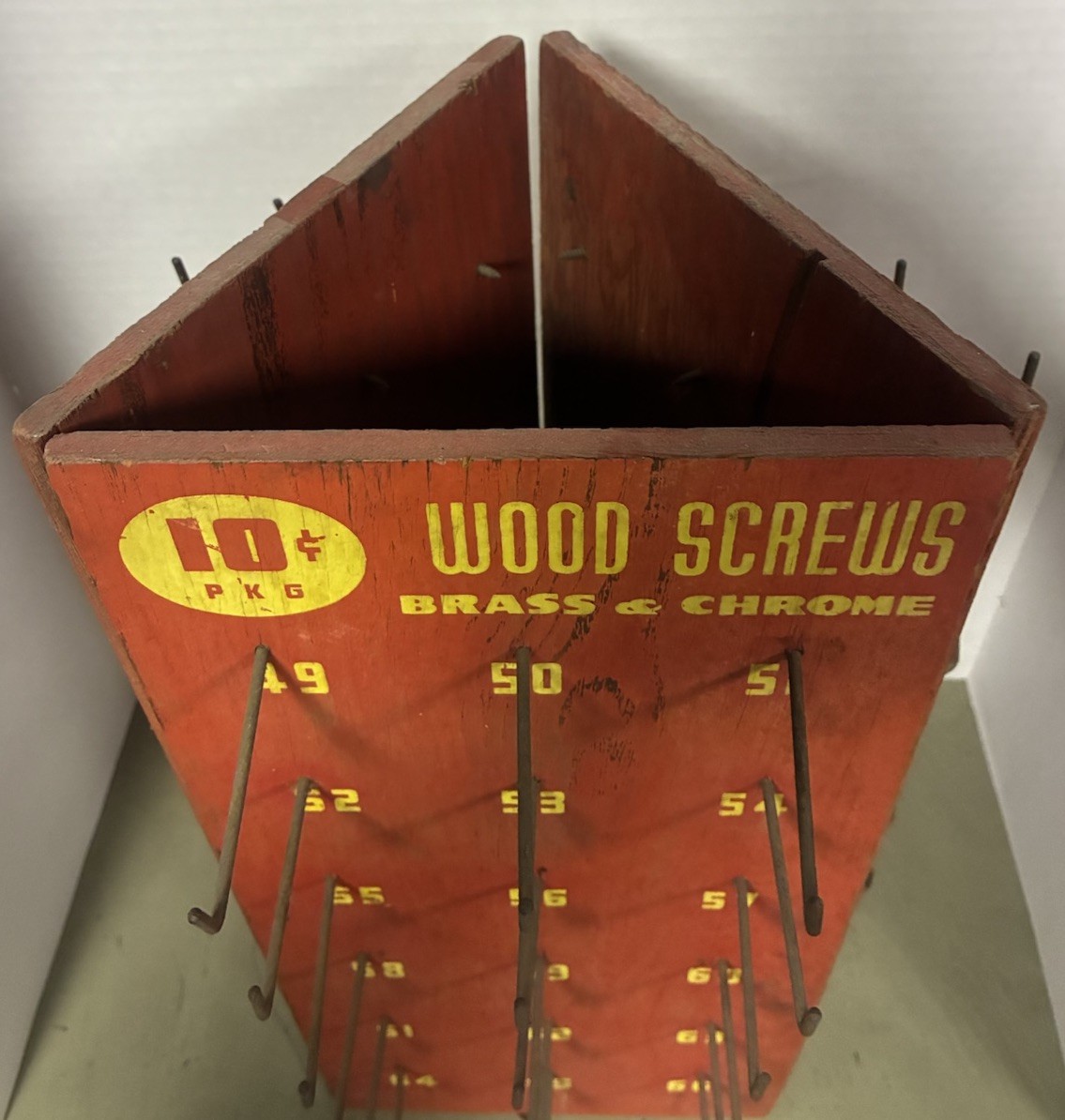 Vintage General Store wood Red Counter Top Display sign advertising hardware