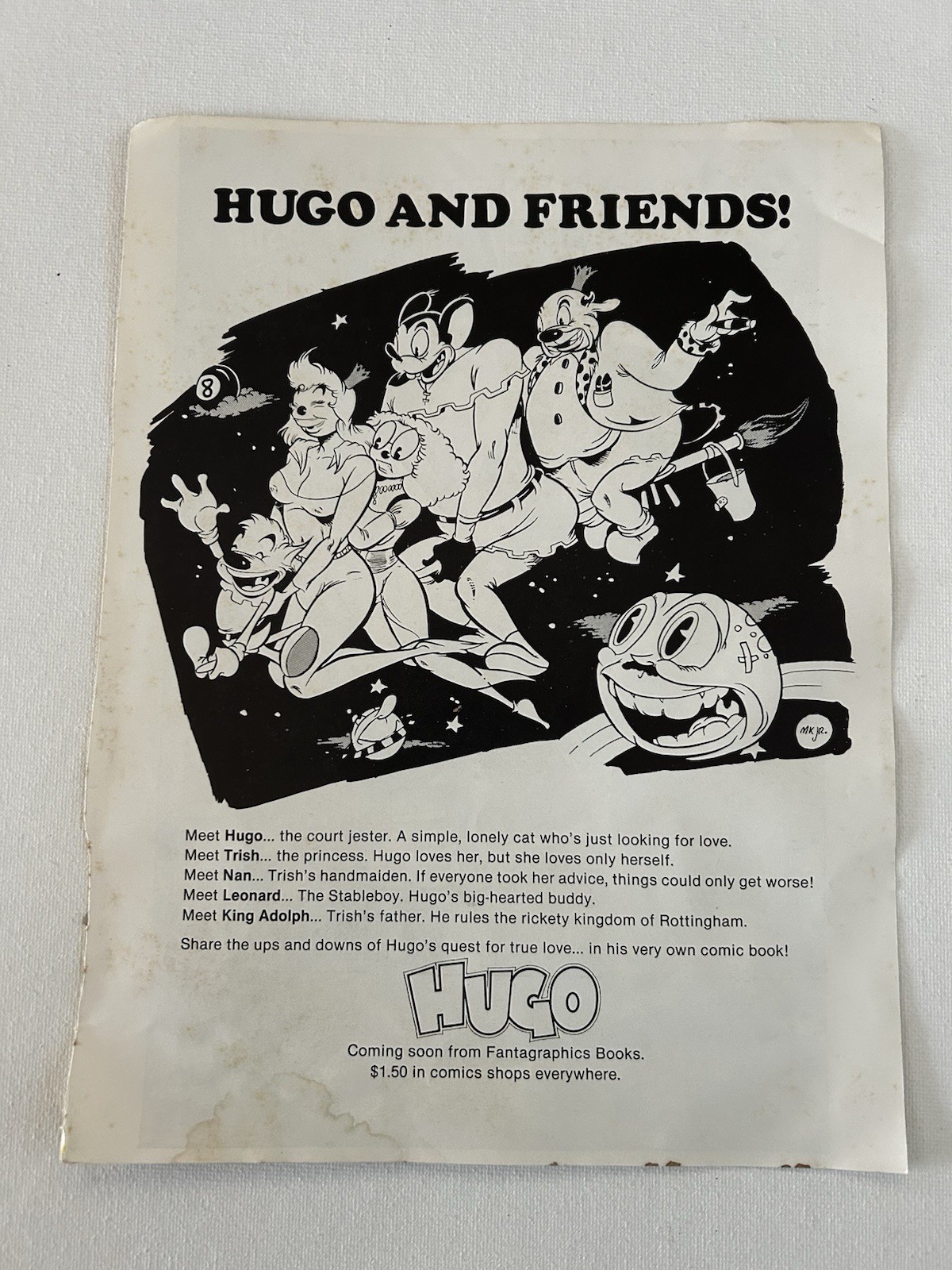 Omega Men Promotional Two Sided Insert Page (1982) Hugo On Reverse
