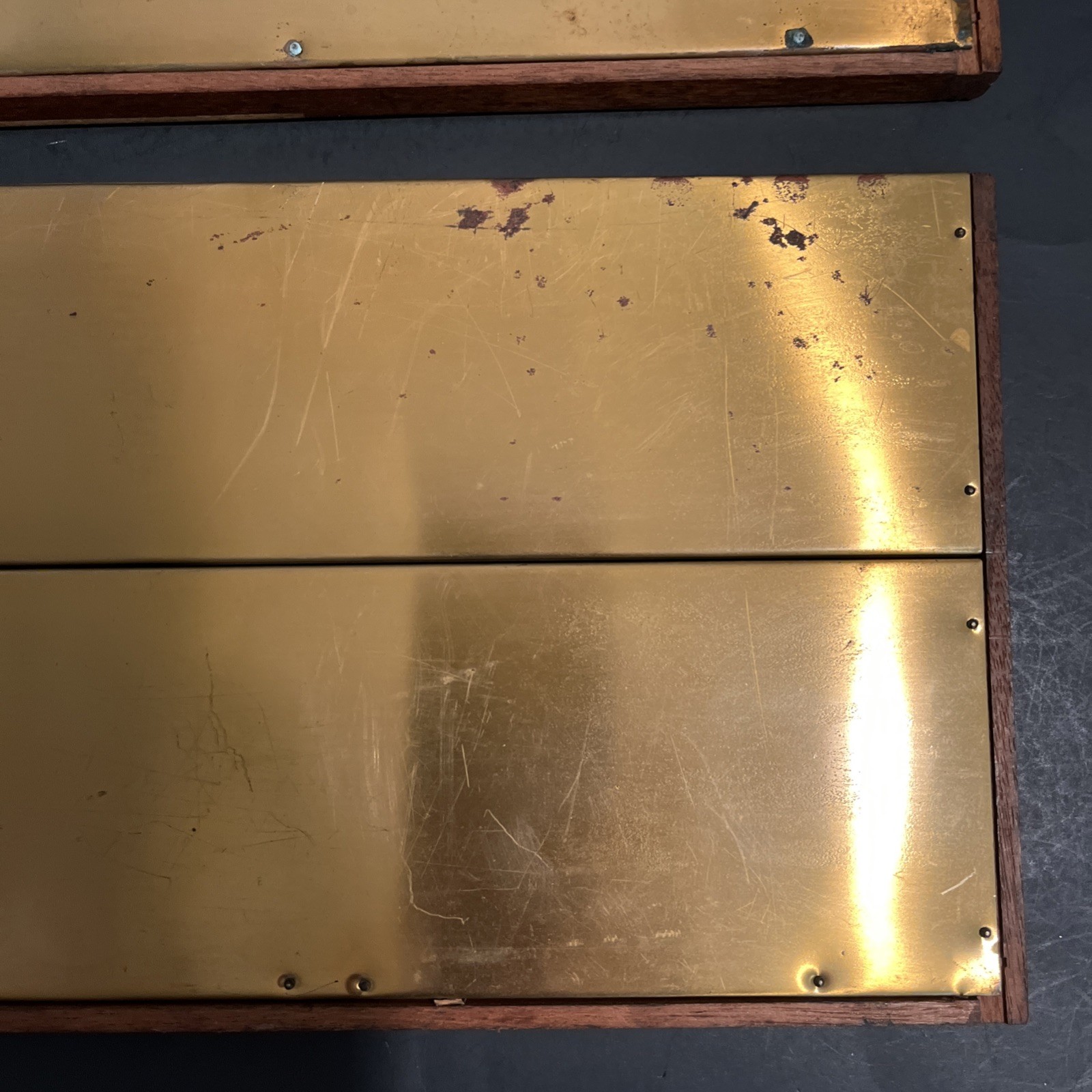 Vintage Sheafer’s Display Trays lot of 2 Wood Metal, as is, rough shape