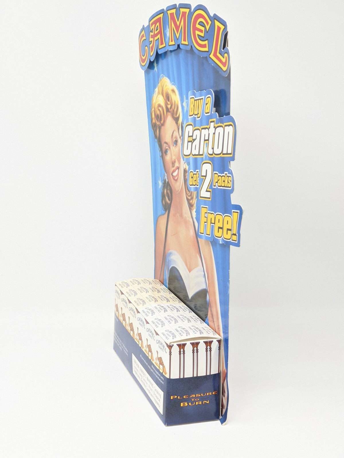 Vintage CAMEL Cigarettes Carton Store Display Advertising Standee 15.5″H x 11″W