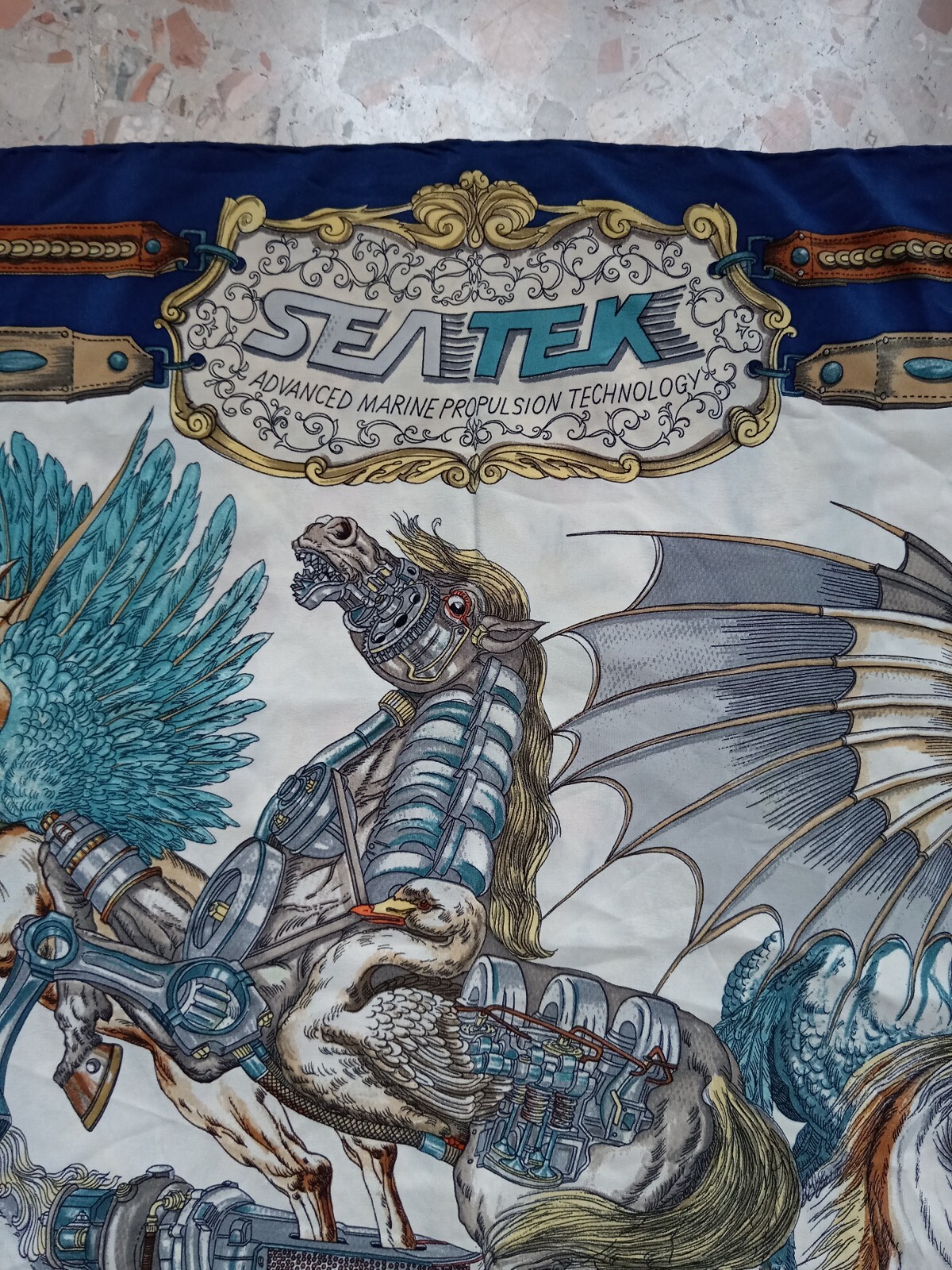 *HH* Foulard Seta Pubblicitario Sea Tek Seatek Azienda Carlo Bonomi Motore Horse