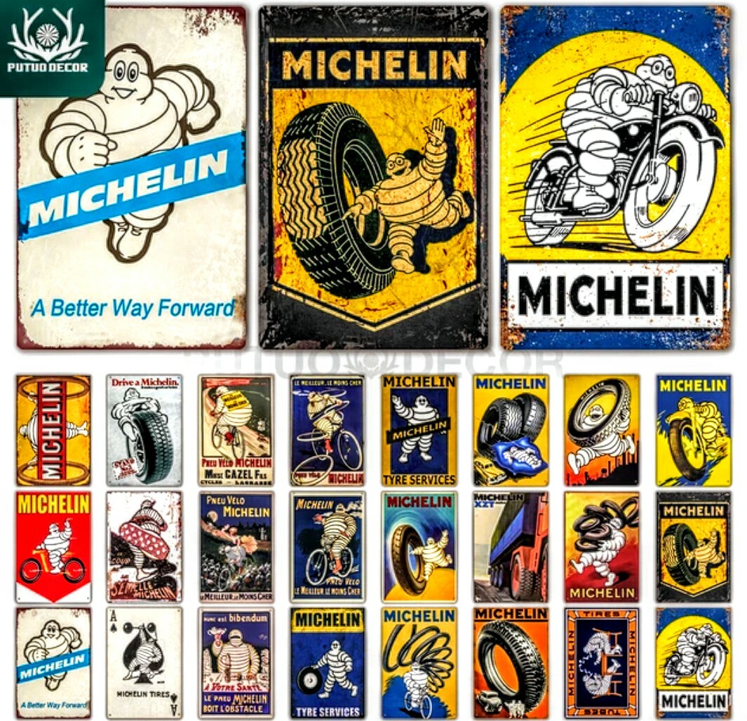 Vintage Michelin Bibendum Sheet Metal Plate Garage Metal Plate Reissue 20x30cm