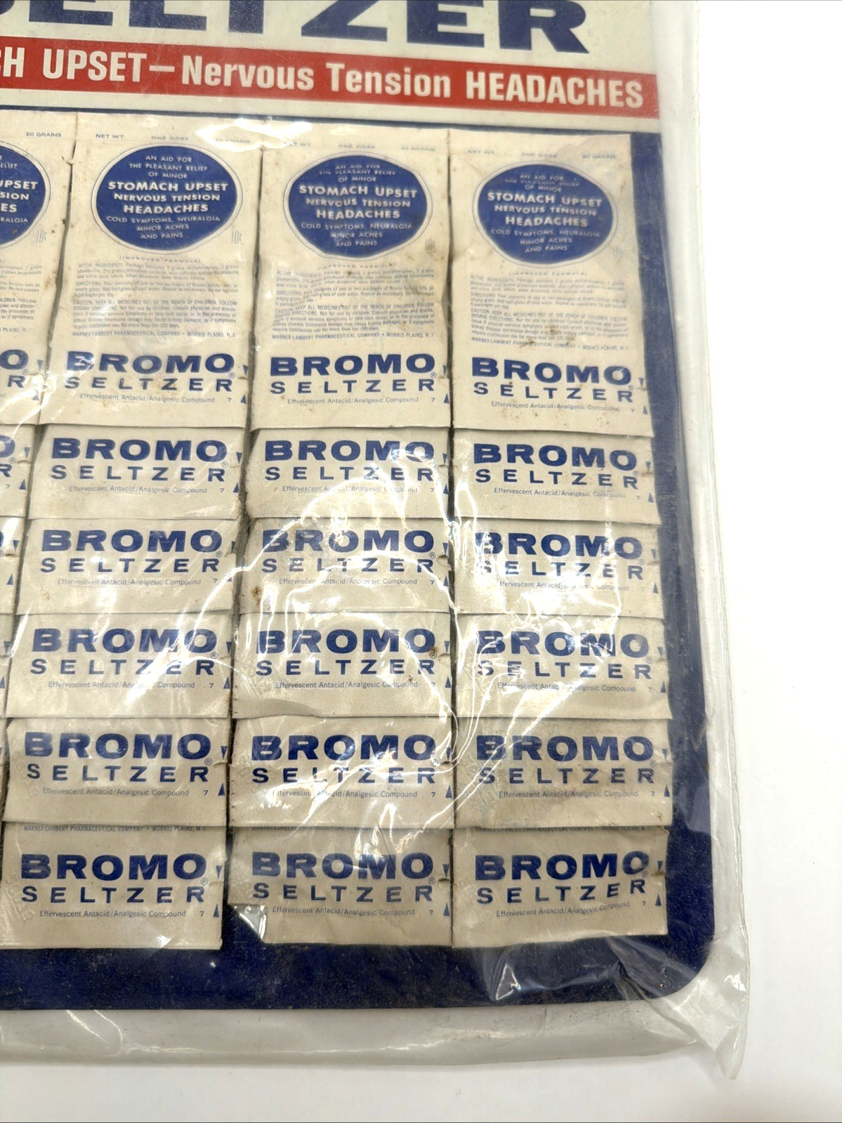 FACTORY SEALED NOS Vintage Bromo Seltzer Counter Display Card – Full 24 Packets