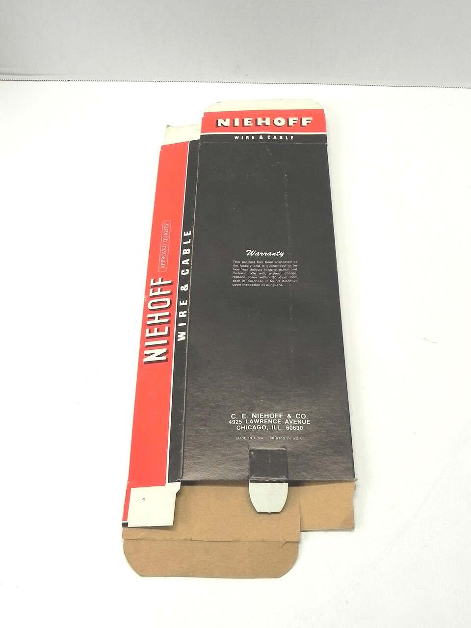 VINTAGE NIEHOFF WIRE & CABLE DISPLAY BOX *BOX ONLY #N16 NEW UNUSED 12×4.25×1.25″