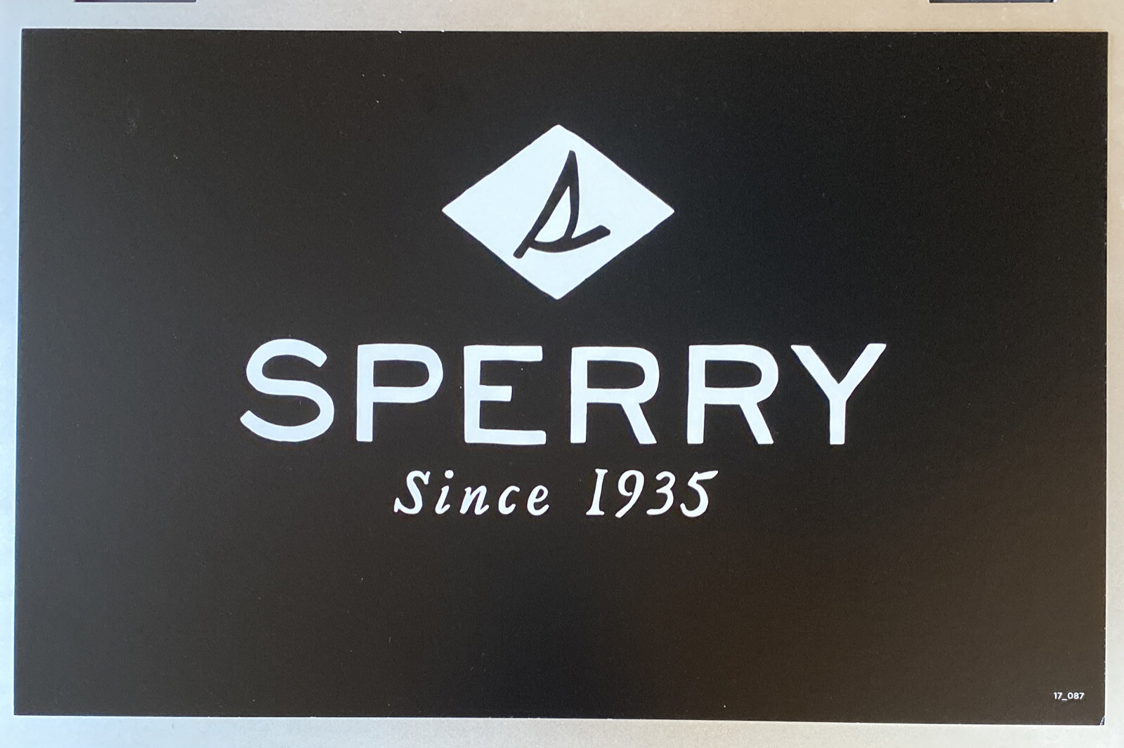 SPERRY 7″x11″ Department Store Display Shoe Brand Sign Black/White