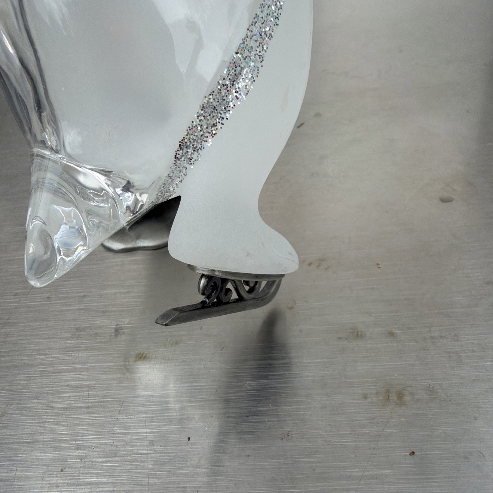Lot Of 3 Lucite Penguin On Ice Skates MCM Clear & Frosted Movie Prop- Vintage