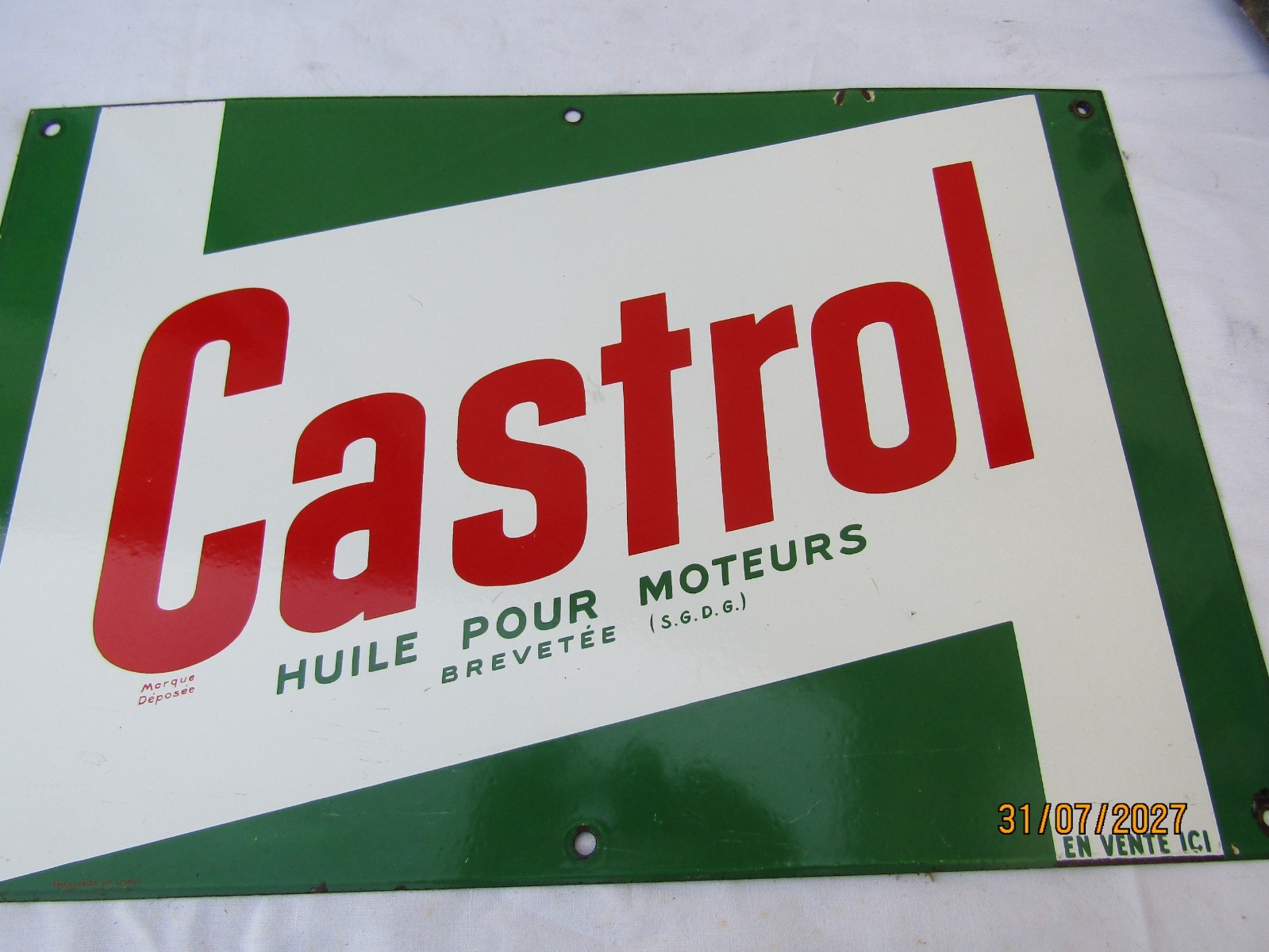 old enamel plate castrol automobile garage oil automobilia 40 by 60c