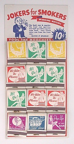 Trick Joke Matchbooks on Store Display Card Vintage Original 1950’s #1 Gag NOS