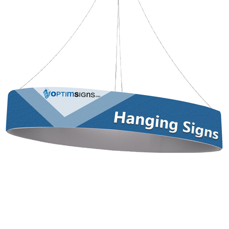 Custom Printed Elliptical Tension Fabric Ceiling Hanging Banner for Trade Show