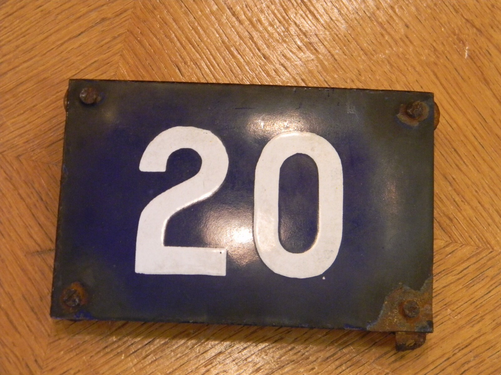 Enamel House Number Plate Vintage Embossed N°20