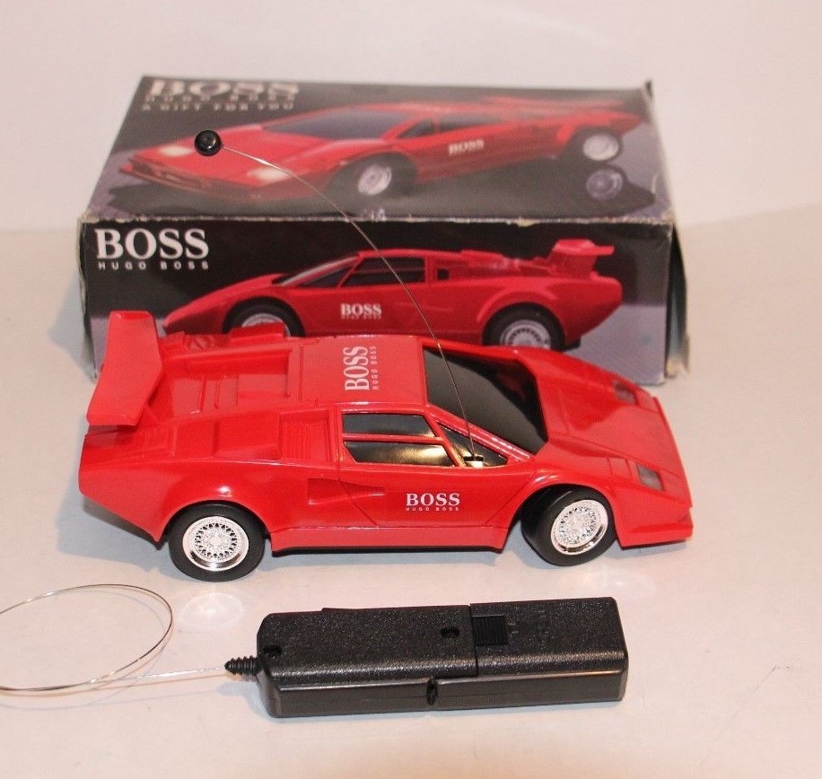 HUGO BOSS REMOTE CONTROL SPORTS CAR ORIGINAL BOX LAMBORGHINI VINTAGE ADVERTISING