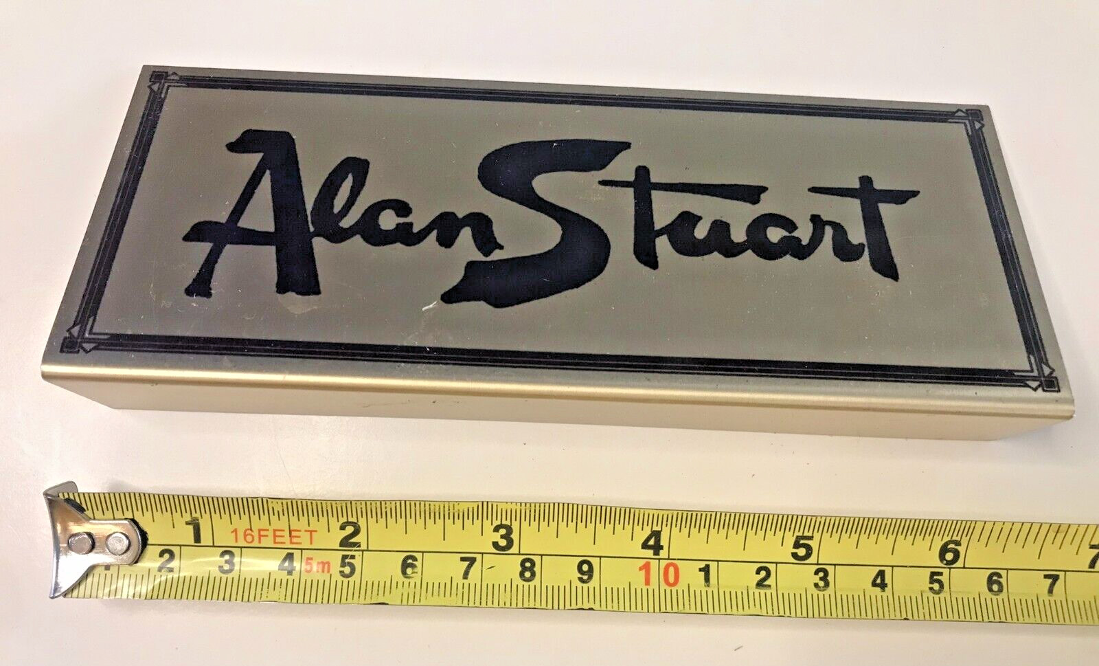 Alan Stuart Advertising Sign Metal VTG Department Store Brand Counter Display