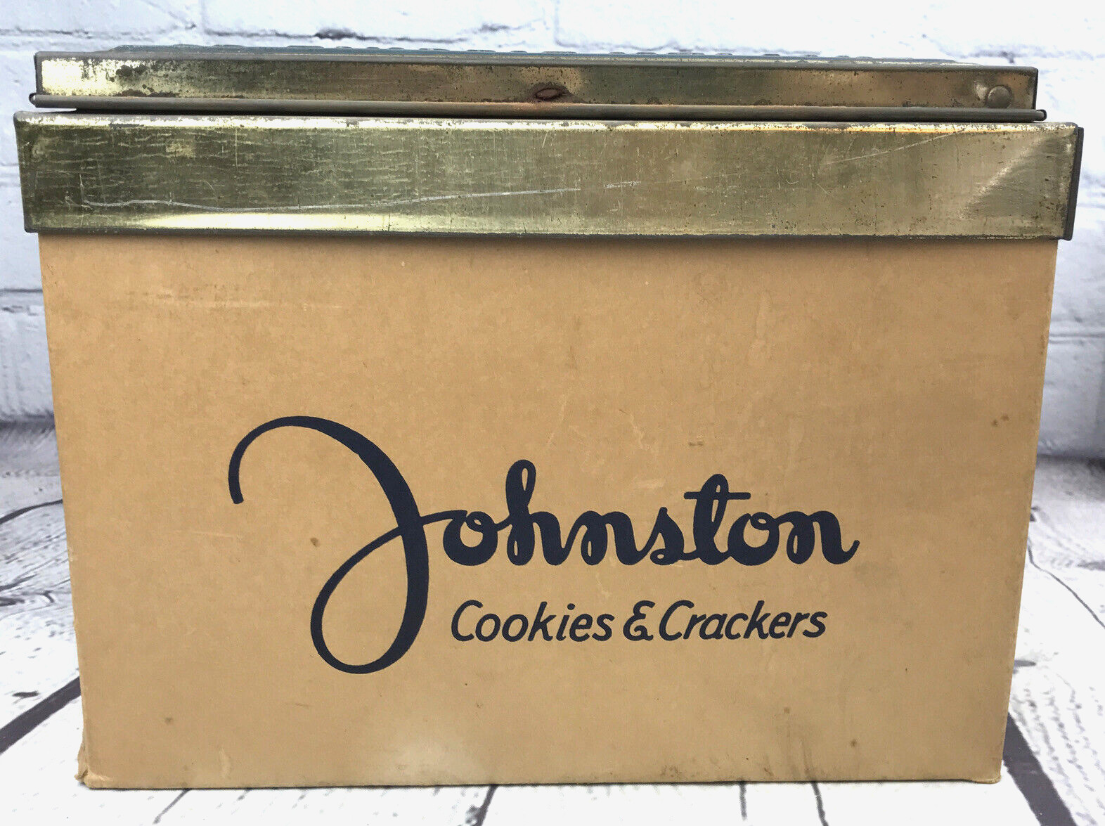 Antique Vtg Johnston Cookies Store Display Case Glass Advertising Box Milwaukee
