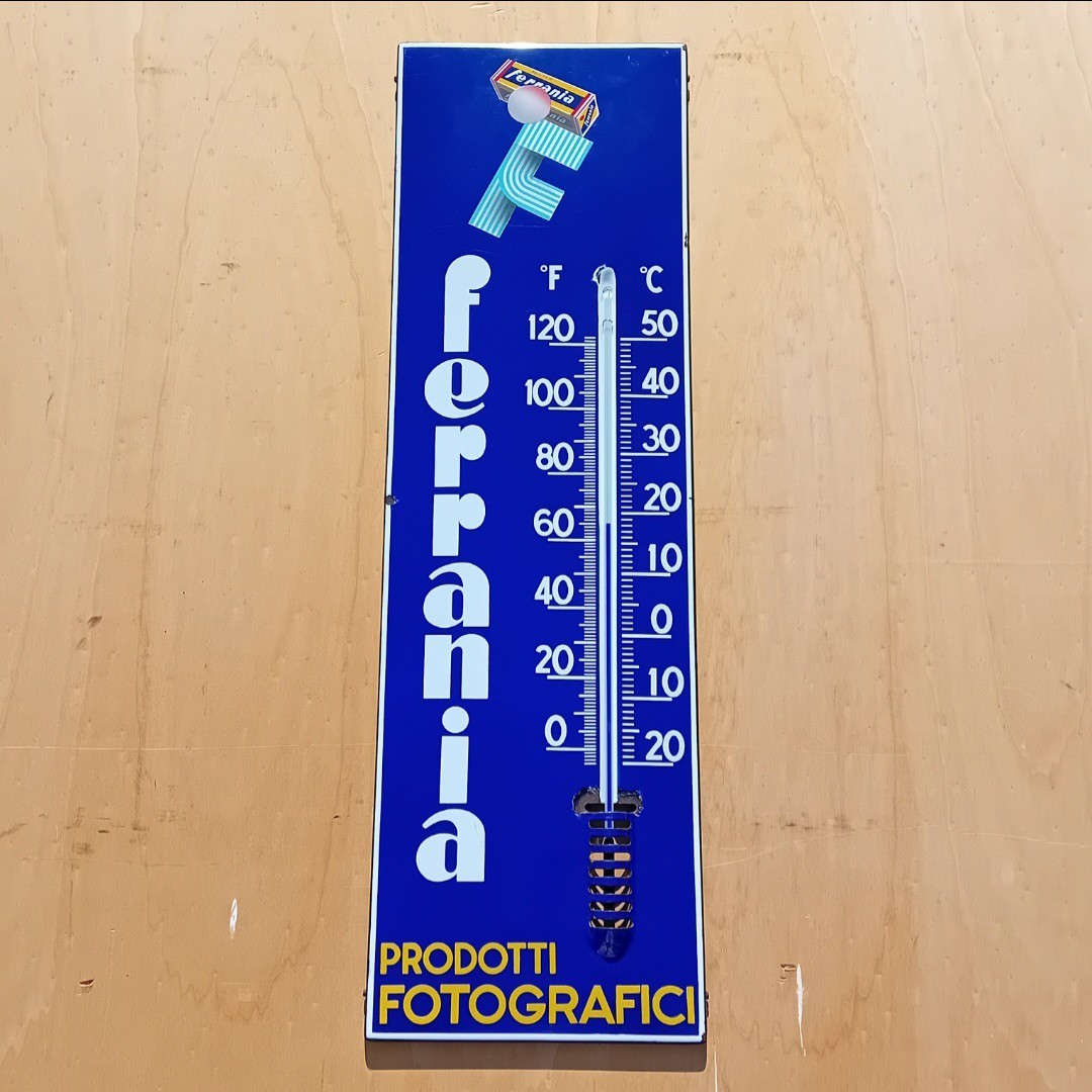 Ferrania Enamel Thermometer Table Sign
