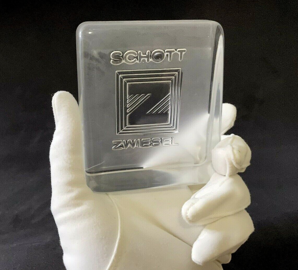 Rare! SCHOTT ZWIESEL Store Display Logo Sign GLASSWARE SIGN Solid Glass GERMANY