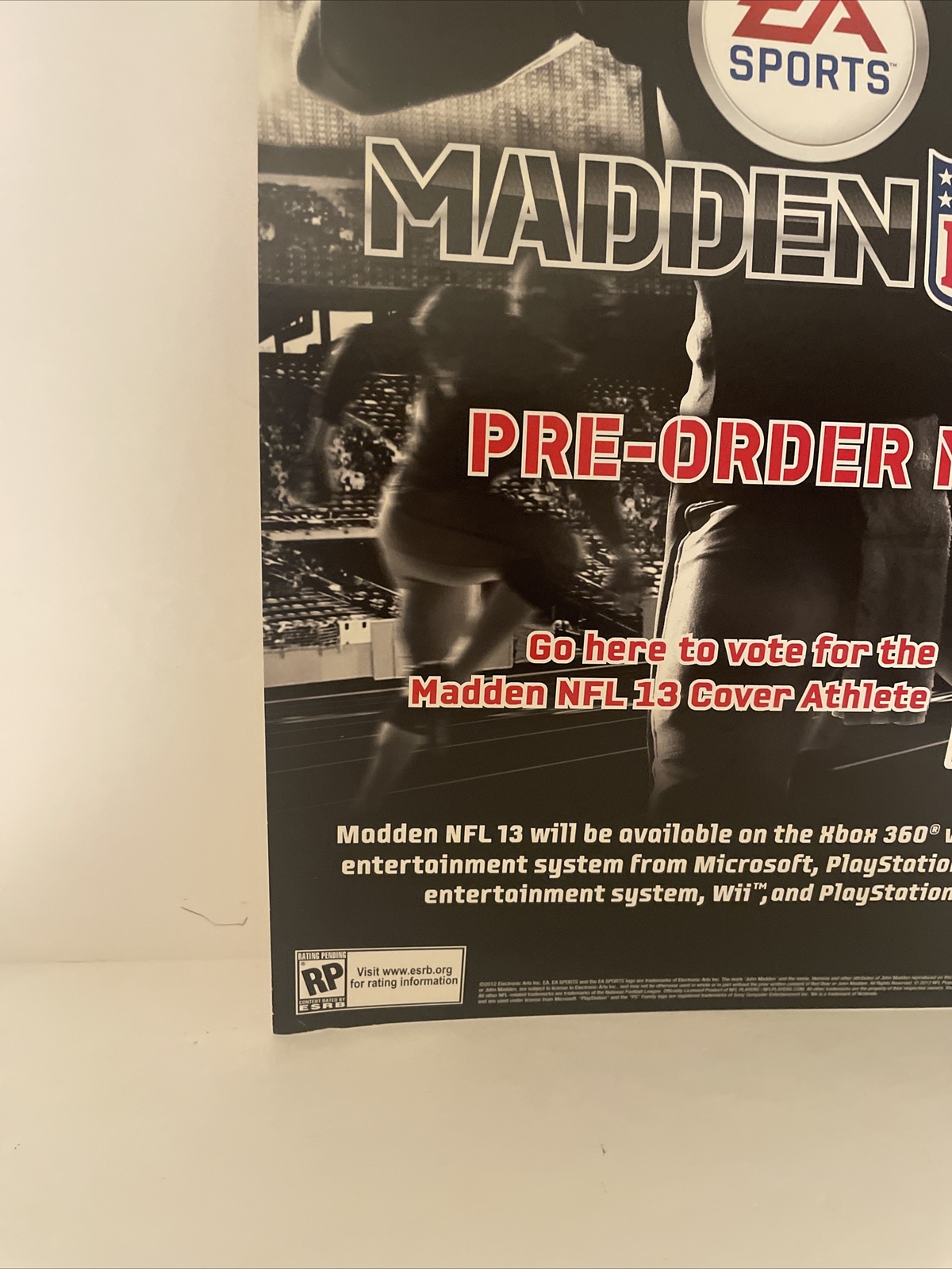 Madden 13 Promotional Display Poster 18×11.5 Inches NOT A GAME