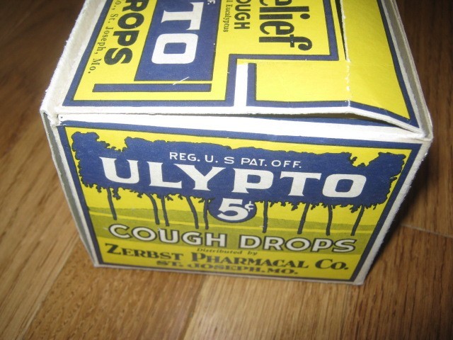 ULYPTO Cough Drops Zerbst St Joseph MO Advertising Store Display Original Box