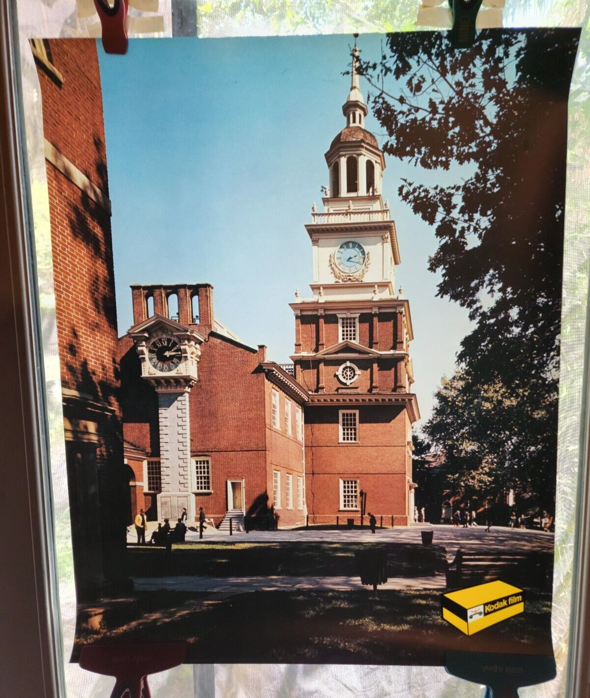 Vtg 1970’s Kodak Film Transparent Store Display Ad Mylar University Clock Tower